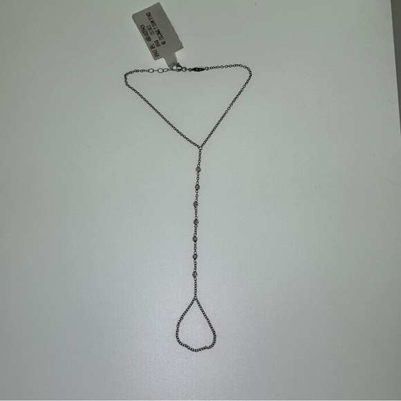 JACQUIE AICHE 14K 7 DIAMOND FINGER BRACELET HAND CHAIN WHITE GOLD - Picture 6 of 16